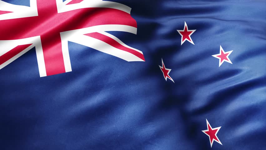 Flag of New Zealand Animation Stock Video - New Zealand Flag Waving in Loop and Fabric Textured - 4K