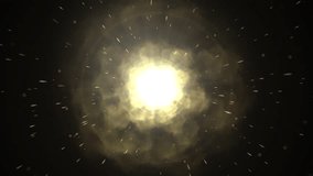 Radiant Light Explosion Cosmic Energy Particles Animation. A luminous burst of light and energy radiates through space, surrounded by cosmic particles and glowing clouds. - Powered by Shutterstock - Get 15% off with code: PIKWIZARD15