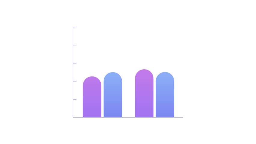 Animated horizontal grouped bars chart. Statistical metrics diagram animation. Moving, changing. Colorful illustration on white background. HD video with alpha channel. Motion graphic