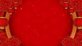 Chinese New Year Animation Background, with animated lantern or lamp, ornament, and red gold background for sale, banner, posters, cover design templates, social media wallpaper, Seamless Looping - Powered by Shutterstock - Get 15% off with code: PIKWIZARD15