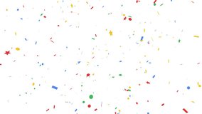 Colorful confetti party popper explosions on white background, 4K greeting animation - Powered by Shutterstock - Get 15% off with code: PIKWIZARD15