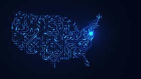 USA - country map, circuit board, digital tech background. Seamless loop. - Powered by Shutterstock - Get 15% off with code: PIKWIZARD15