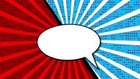 Red And Green Vs Comic Bubble Motion, Redial Retro Comic Book Bubble Animation. Text Bubble Animated Cartoon Background. Retro Clouds Speech Bubble Animation. Comic Book Pop Arts Motion Animation. - Powered by Shutterstock - Get 15% off with code: PIKWIZARD15