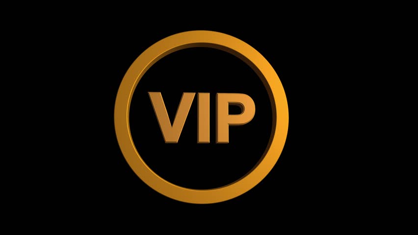 3d text VIP with 3d circle on golden color.
