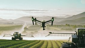 Agricultural Drone Flying Above Farm Field Smart Farming Technology Modern Agriculture - Powered by Shutterstock - Get 15% off with code: PIKWIZARD15