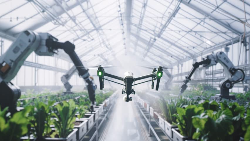 Modern Agriculture Drone Robotic Arms Greenhouse Technology Smart Farming Future Tech - Powered by Shutterstock - Get 15% off with code: PIKWIZARD15