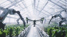 Modern Agriculture Drone Robotic Arms Greenhouse Technology Smart Farming Future Tech - Powered by Shutterstock - Get 15% off with code: PIKWIZARD15