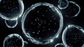 Cosmetics blue serum liquid bubbles 3d abstract background. Cosmetic moisturizer essence gel. Collagen fluid bubble molecule. Moisturizing cream or oil for personal health care and beauty skin concept - Powered by Shutterstock - Get 15% off with code: PIKWIZARD15