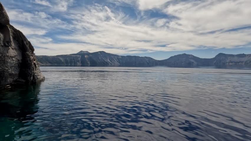 The crystal clear blue water of Crater Lake in Oregon