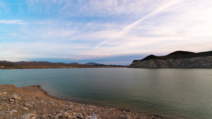 Timelapse of sunset to night fall transition at Lake Mead in Nevada, USA