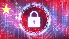 Cyber Security concept with China flag waving in the backdrop 4k animation. High security and protection concept - Powered by Shutterstock - Get 15% off with code: PIKWIZARD15