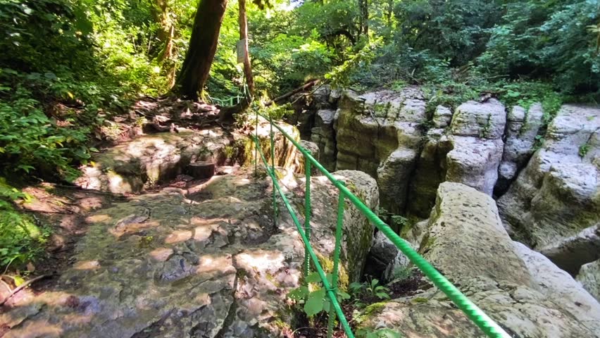 mountain river canyon with white rocks