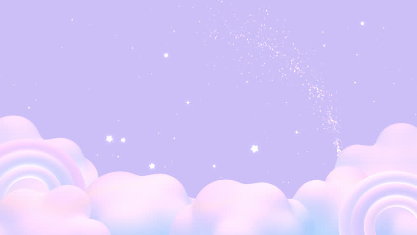 Looped cartoon pastel rainbow sky with magic sparkles animation.