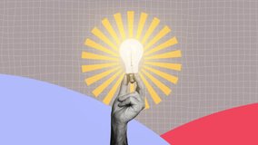 Motion art poster collage video of hands electric hold bright light bulb blackout power idea finding enlightenment  - Powered by Shutterstock - Get 15% off with code: PIKWIZARD15