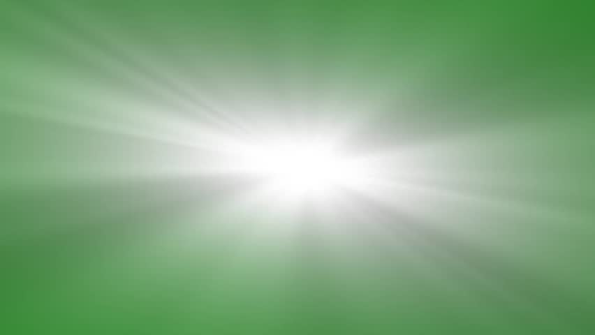 white light ray or optical lens  animation on green screen background. white light beams background. Party lights on stage footage with chroma key, volumetric light, sunlight, spotlight, lighting bg.