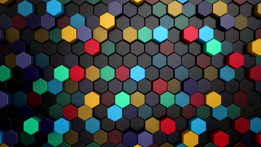 Background of Hexagons. Abstract motion, loop, 3d rendering, 4k resolution
