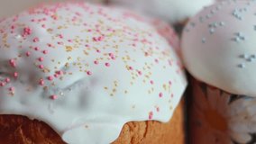 Close-up view of the traditional sweet Easter cakes decorated with white icing-sugar - Powered by Shutterstock - Get 15% off with code: PIKWIZARD15