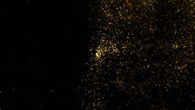 Golden glitter background in slow motion. Beautiful transition with real gold particles flying in wind on black background, shot with depth of field. Gold dust bokeh abstract background - Powered by Shutterstock - Get 15% off with code: PIKWIZARD15