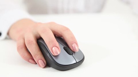 Woman click on wireless mouse