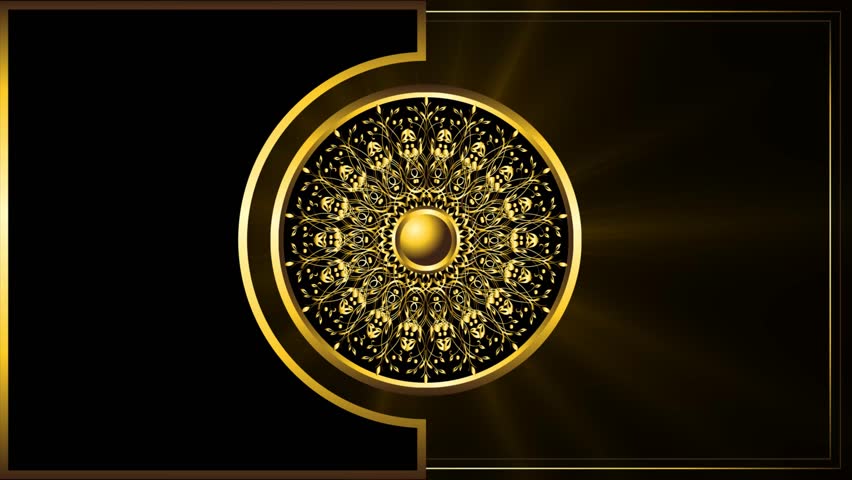 golden frame mandala light effect green screen background
