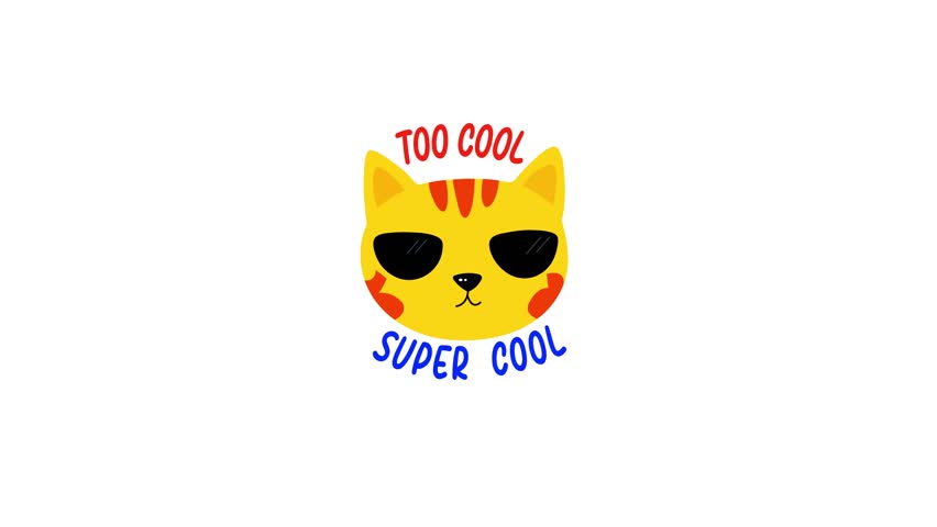 A flat animated sticker of super cool cat wearing glasses


