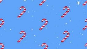 Swinging Christmas Candy Canes Pattern Seamless Loop Animation. Blue Festive Animated Background with Falling Snow. - Powered by Shutterstock - Get 15% off with code: PIKWIZARD15