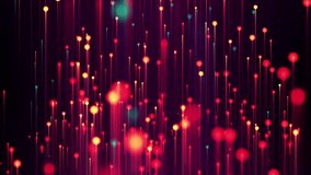 Futuristic digital glowing lines flowing upwards effect video. Vertical light trail movement of red curves loop animation tech background. - Powered by Shutterstock - Get 15% off with code: PIKWIZARD15