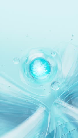Abstract blue glass spheres, blue cells and molecules with glass background, 3d rendering. Motion Graphic.