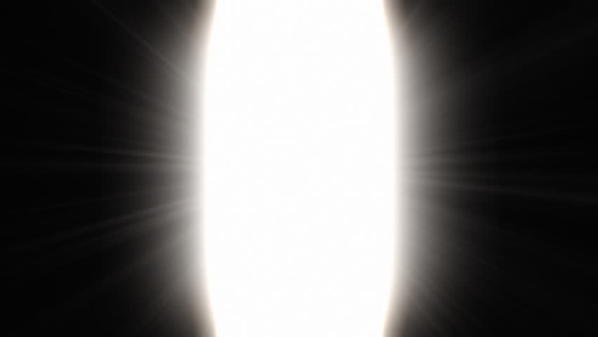 Doors Opening to Bright Light. Moving Out of the Dark into the Light. Black Vertical Silhouette Doors Shifting. From Black Room to White Clear Sky Successful and Religious Concept 3d Animation 4k UHD.