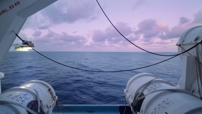 Dusk on a boat, Mediterranean Sea, Corsica, France
