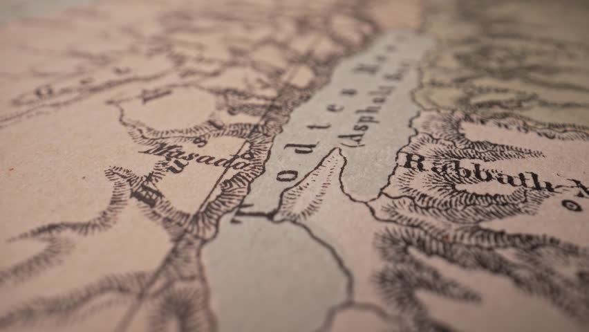 Ancient map of Israel - Jerusalem. Historical atlas, old cartography, topography concept. Geopolitical location, explore history of jews