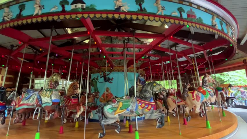Central Park Carousel in New York City, vintage landmark merry go round