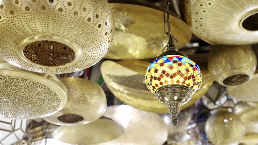Video shot of Moroccan style lamps with various shapes.