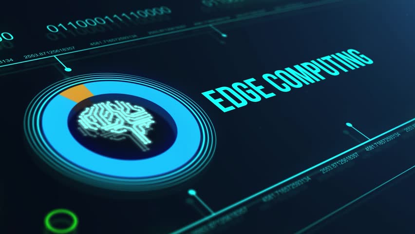 Edge computing modern IT technology on virtual screen. Business, technology, internet and networking concept.