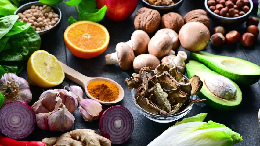 Foods representing anti - inflammatory diet.