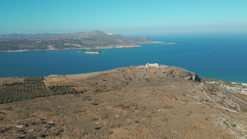 Koules Ottoman Fortress On The Greek Island Of Crete Overlooking The Ocean 4K 60FPS