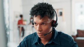 Headache pain, agent or man in call center with stress anxiety or fatigue for sales pressure. Exhausted consultant, crisis or frustrated operator in telecom company with burnout, mistake or migraine - Powered by Shutterstock - Get 15% off with code: PIKWIZARD15