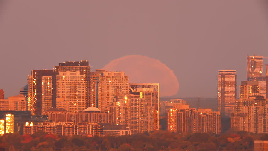 Heat haze and atmosphere distortion caused by heat wave during hot summer time in the city. Heatwave in North America. High temperatures and intense climate change. Air pollution, natural disaster.