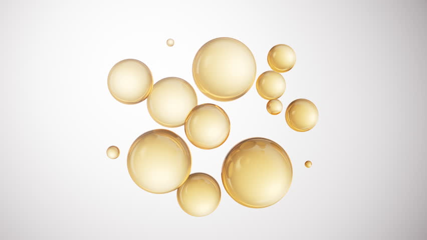 Golden liquid oil bubble background, 3d rendering. Motion graphic.