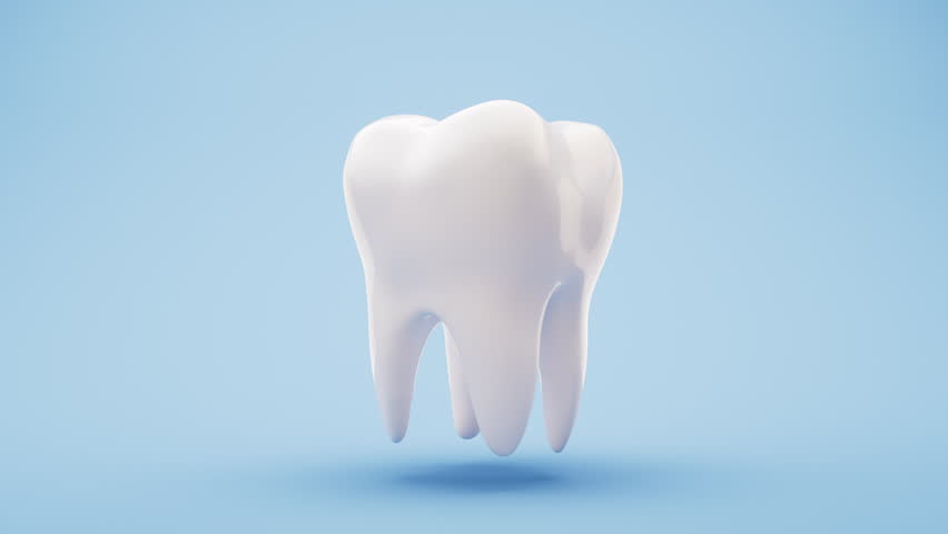 Tooth health and nutritional elements, 3d rendering. Motion graphic.
