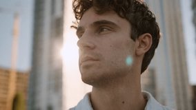 Close up face serious Caucasian man looking away male pondering confident businessman difficult decision think problem boss work employee expression business outdoors guy manager city student consider - Powered by Shutterstock - Get 15% off with code: PIKWIZARD15