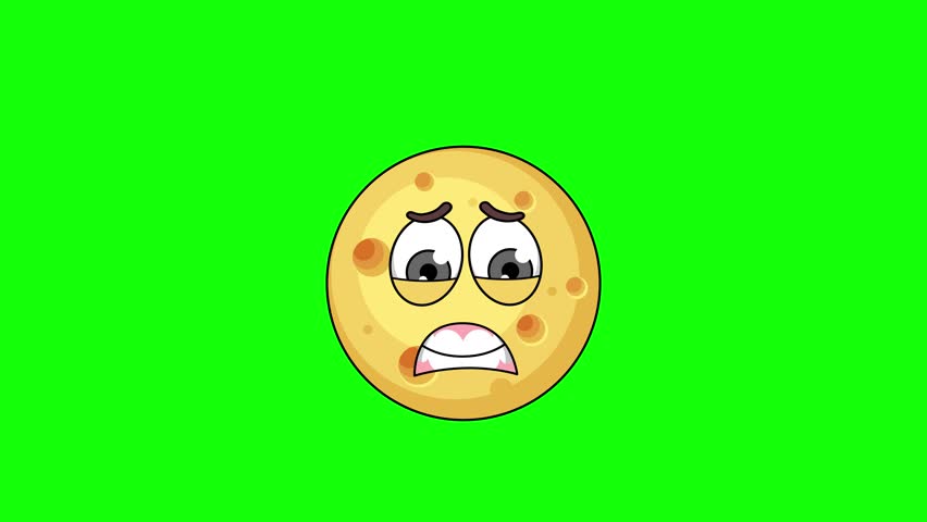 round cheese cartoon with a face screaming in fear, emoji emoticon animation