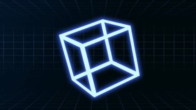 Blue Neon Box, Neon Box, Digital Box, Neon Rotating Box, Cube Abstract Background, Neon Blue Cube - Powered by Shutterstock - Get 15% off with code: PIKWIZARD15