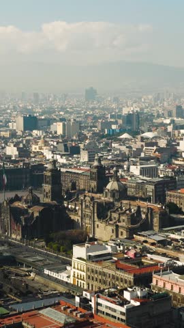 Aerial view of Mexico City Metropolitan Cathedral. Vertical video