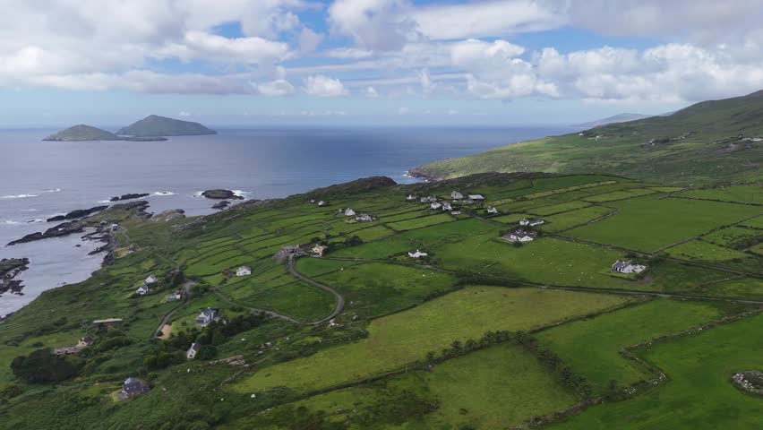 Bird's-eye view of a landscape on the Ring of Kerry, Ireland