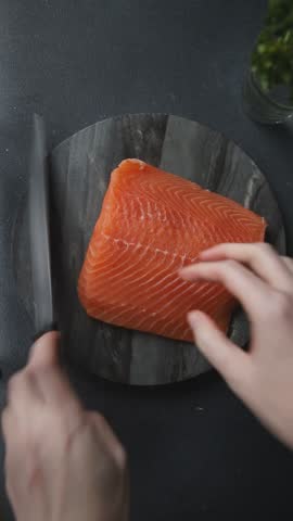 salmon raw fresh fish seafood fresh tasty food dish вelicious gourmet food background on the table rustic food top view copy space pescetarian  diet Vegetarian food