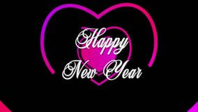Happy New Year, New Year Celebration, Christmas, Festival Of Love, Glowing Heart On Black Background, Heart Shaped Tunnel, Symbol Of Love, Neon Heart Rings In Purple, Wishes, 2025, Message. - Powered by Shutterstock - Get 15% off with code: PIKWIZARD15