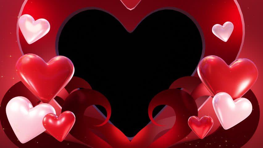 Happy valentines day 3D animation love ornament in red pink background for banner, social media feed wallpaper stories high resolution rendering V4