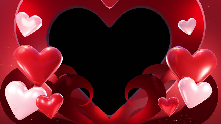 Happy valentines day 3D animation love ornament in red pink background for banner, social media feed wallpaper stories high resolution rendering V1