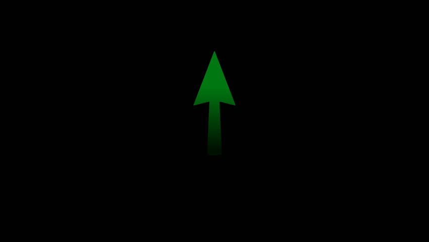abstract green arrow up animation on black background